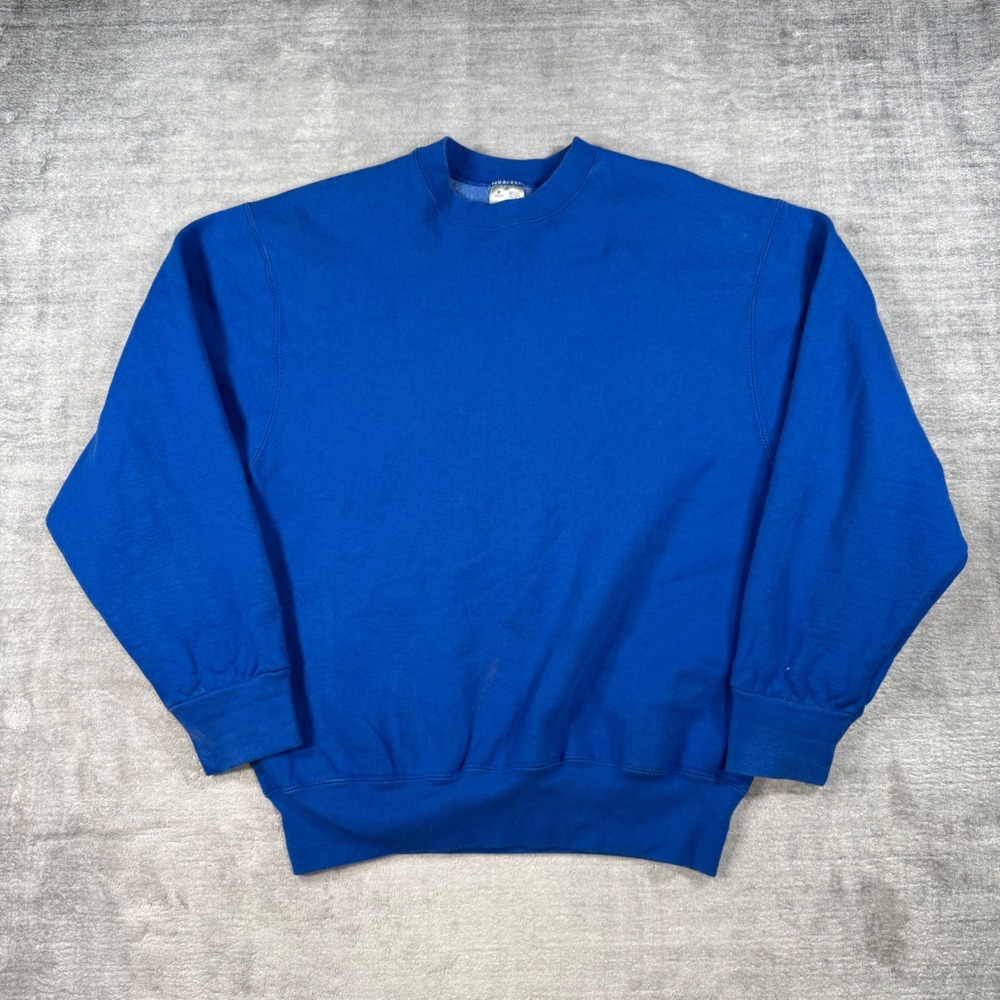 Fruit Of Loom Sweatshirt Mens Medium Blue Blank Vintage 90s Crewneck Made in USA